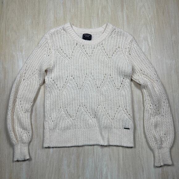 Abercrombie & Fitch Alpaca Blend Ivory Crew Neck Cozy Pullover Sweater Medium - Picture 1 of 13